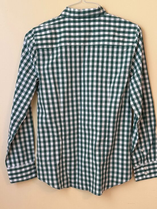 J.Crew Factory Button-UpPoplin Shirt Signature Fit –  NWT - Green Check– Medium - Picture 2 of 4